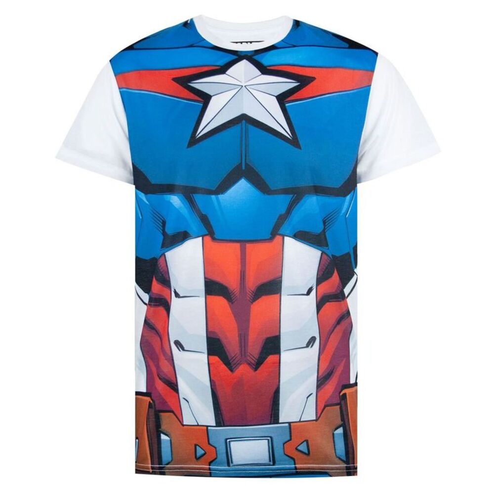 Captain America Mens Costume T-Shirt / White/Blue/Red